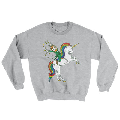 Leprechaun Unicorn Jockey Ugly Sweater Sport Grey | Funny Shirt from Famous In Real Life