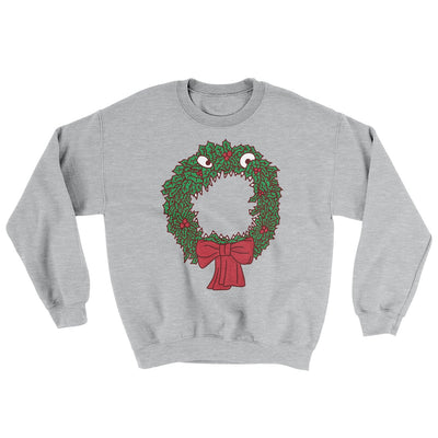 Nightmare Christmas Wreath Ugly Sweater Sport Grey | Funny Shirt from Famous In Real Life