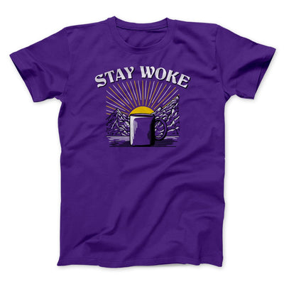 Stay Woke Coffee Funny Men/Unisex T-Shirt Team Purple | Funny Shirt from Famous In Real Life
