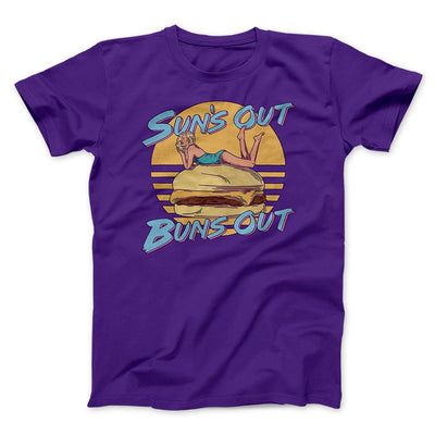 Sun's Out Buns Out Funny Men/Unisex T-Shirt Team Purple | Funny Shirt from Famous In Real Life