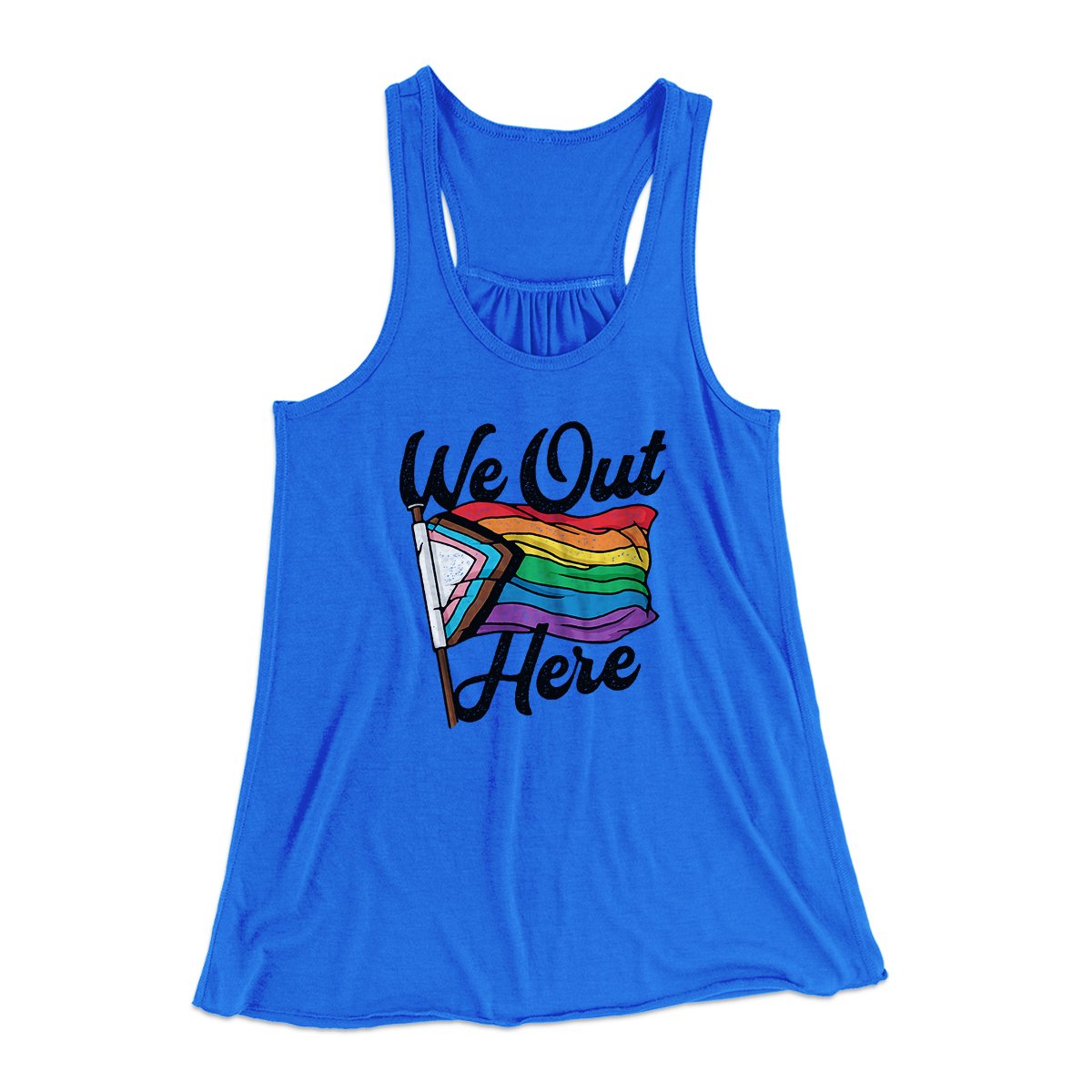 We Out Here Women's Flowey Tank Top True Royal | Funny Shirt from Famous In Real Life