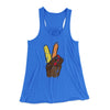 Peace Sign Hand Turkey Funny Thanksgiving Women's Flowey Tank Top True Royal | Funny Shirt from Famous In Real Life