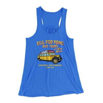 Egg Foo Yong Bus Tours Women's Flowey Tank Top True Royal | Funny Shirt from Famous In Real Life
