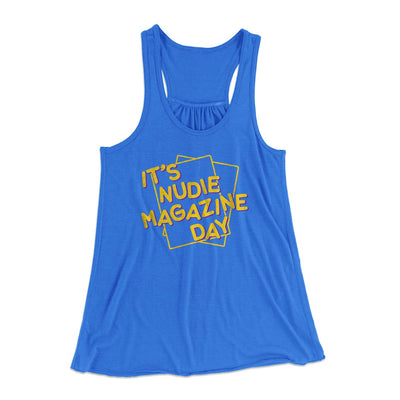 Nudie Magazine Day Women's Flowey Tank Top True Royal | Funny Shirt from Famous In Real Life