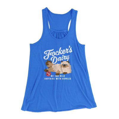 Focker's Dairy Women's Flowey Tank Top True Royal | Funny Shirt from Famous In Real Life