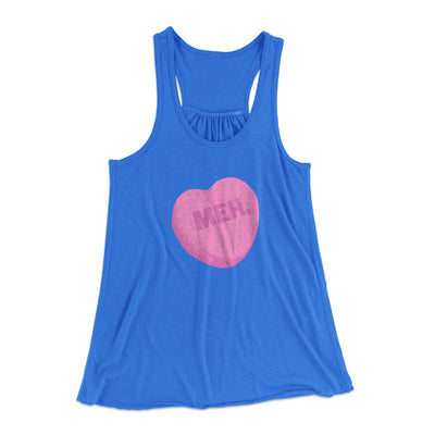 Meh. Candy Heart Funny Women's Flowey Tank Top True Royal | Funny Shirt from Famous In Real Life