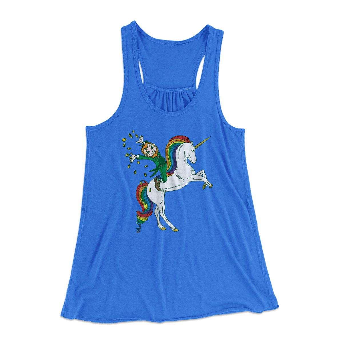 Leprechaun Unicorn Jockey Women's Flowey Tank Top | Funny Shirt from Famous In Real Life