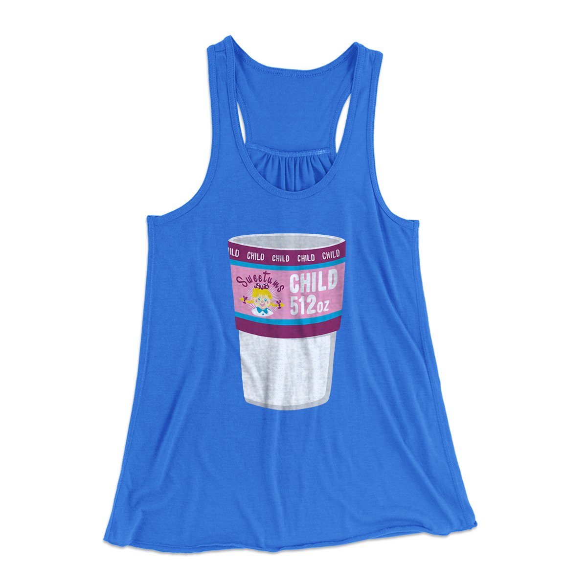Sweetum's Child Size Soda Women's Flowey Tank Top True Royal | Funny Shirt from Famous In Real Life