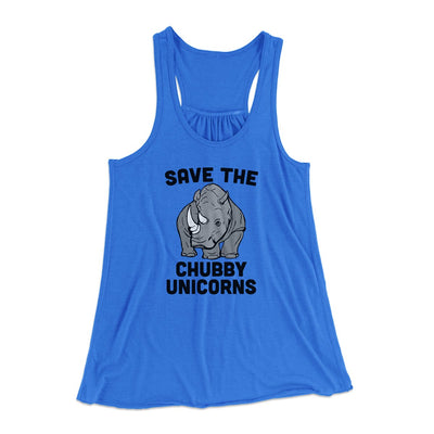 Save The Chubby Unicorns Women's Flowey Tank Top True Royal | Funny Shirt from Famous In Real Life