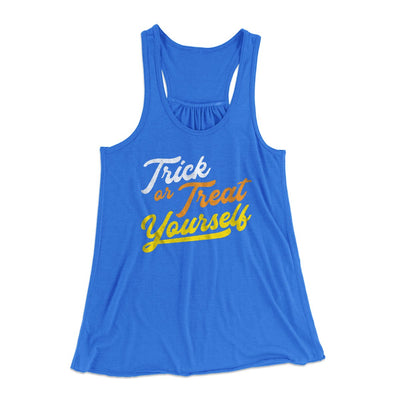 Trick Or Treat Yourself Women's Flowey Tank Top True Royal | Funny Shirt from Famous In Real Life