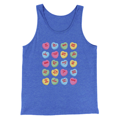 Candy Heart Anti-Valentines Men/Unisex Tank Top True Royal | Funny Shirt from Famous In Real Life
