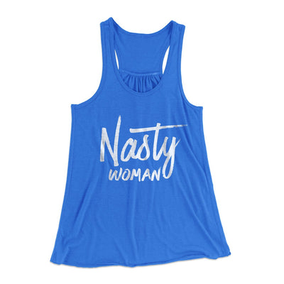 Nasty Woman Women's Flowey Tank Top True Royal | Funny Shirt from Famous In Real Life
