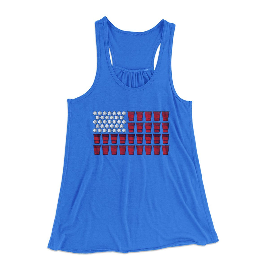 Beer Pong American Flag Women's Flowey Tank Top | Funny Shirt from Famous In Real Life