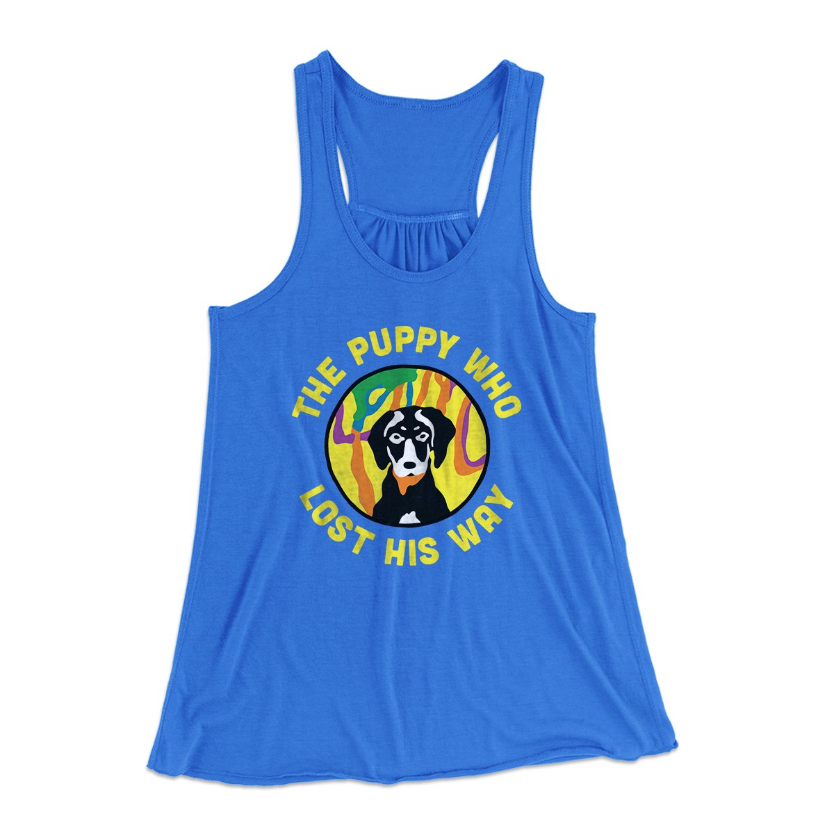 The Puppy Who Lost His Way Women's Flowey Tank Top True Royal | Funny Shirt from Famous In Real Life