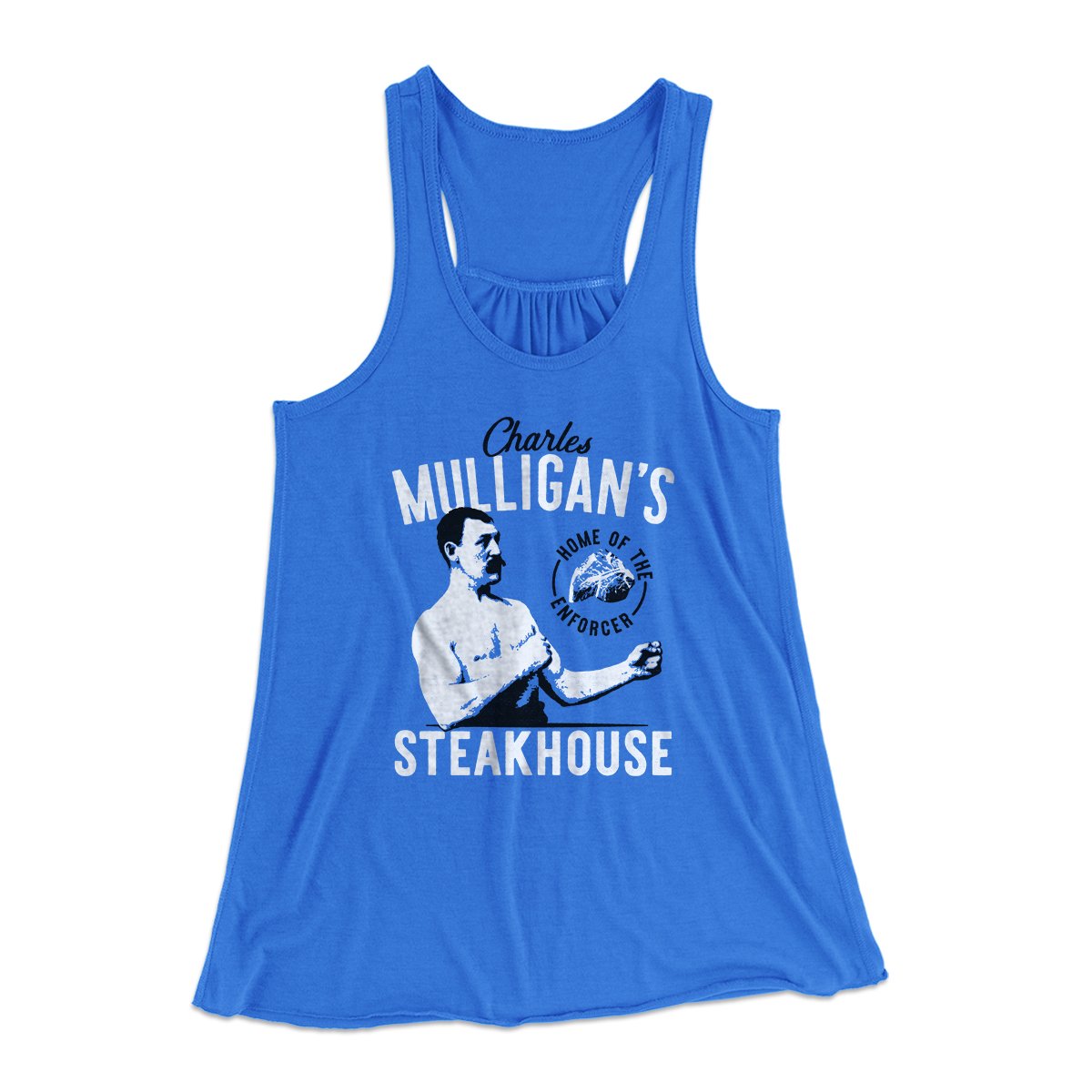 Charles Mulligan's Steakhouse Women's Flowey Tank Top True Royal | Funny Shirt from Famous In Real Life