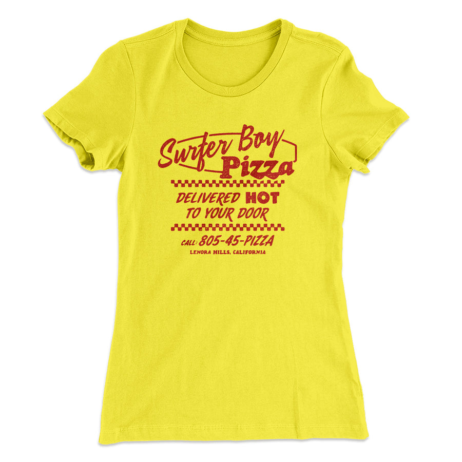 Surfer Boy Pizza Women's T-Shirt Banana Cream | Funny Shirt from Famous In Real Life
