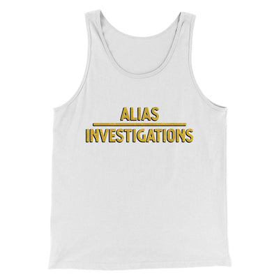 Alias Investigations Men/Unisex Tank Top White | Funny Shirt from Famous In Real Life