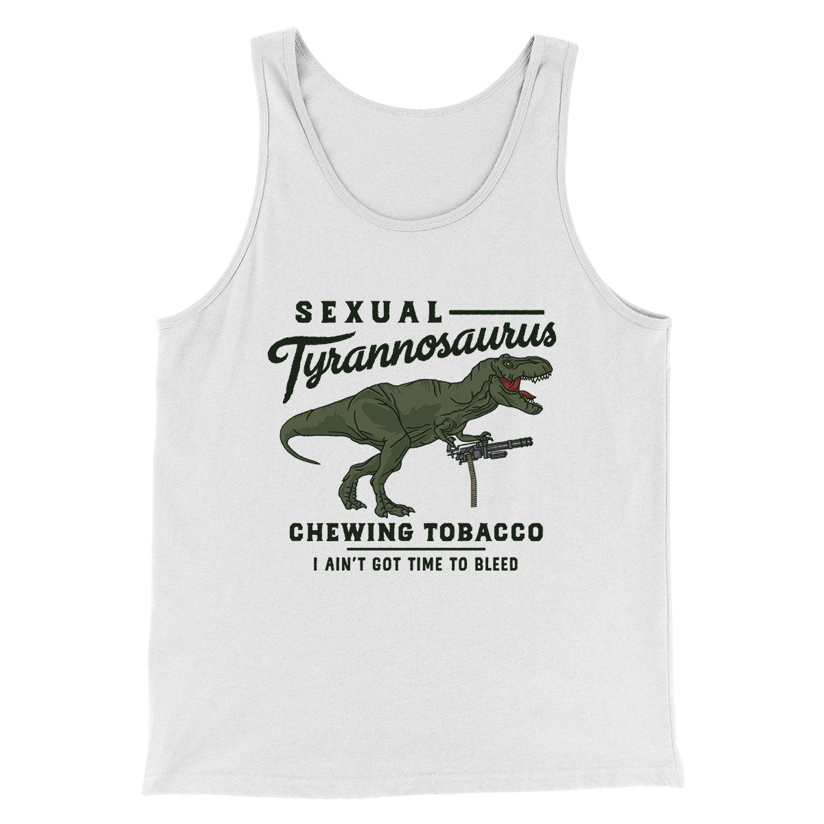 Sexual Tyrannosaurus Chewing Tobacco Funny Movie Men/Unisex Tank Top | Funny Shirt from Famous In Real Life