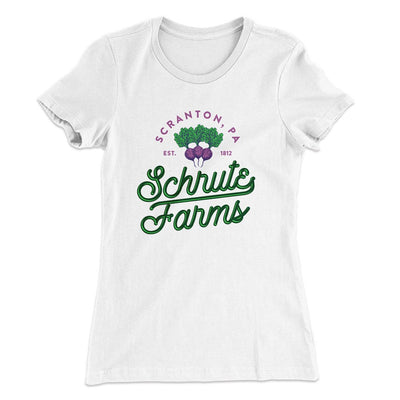 Schrute Farms Women's T-Shirt White | Funny Shirt from Famous In Real Life