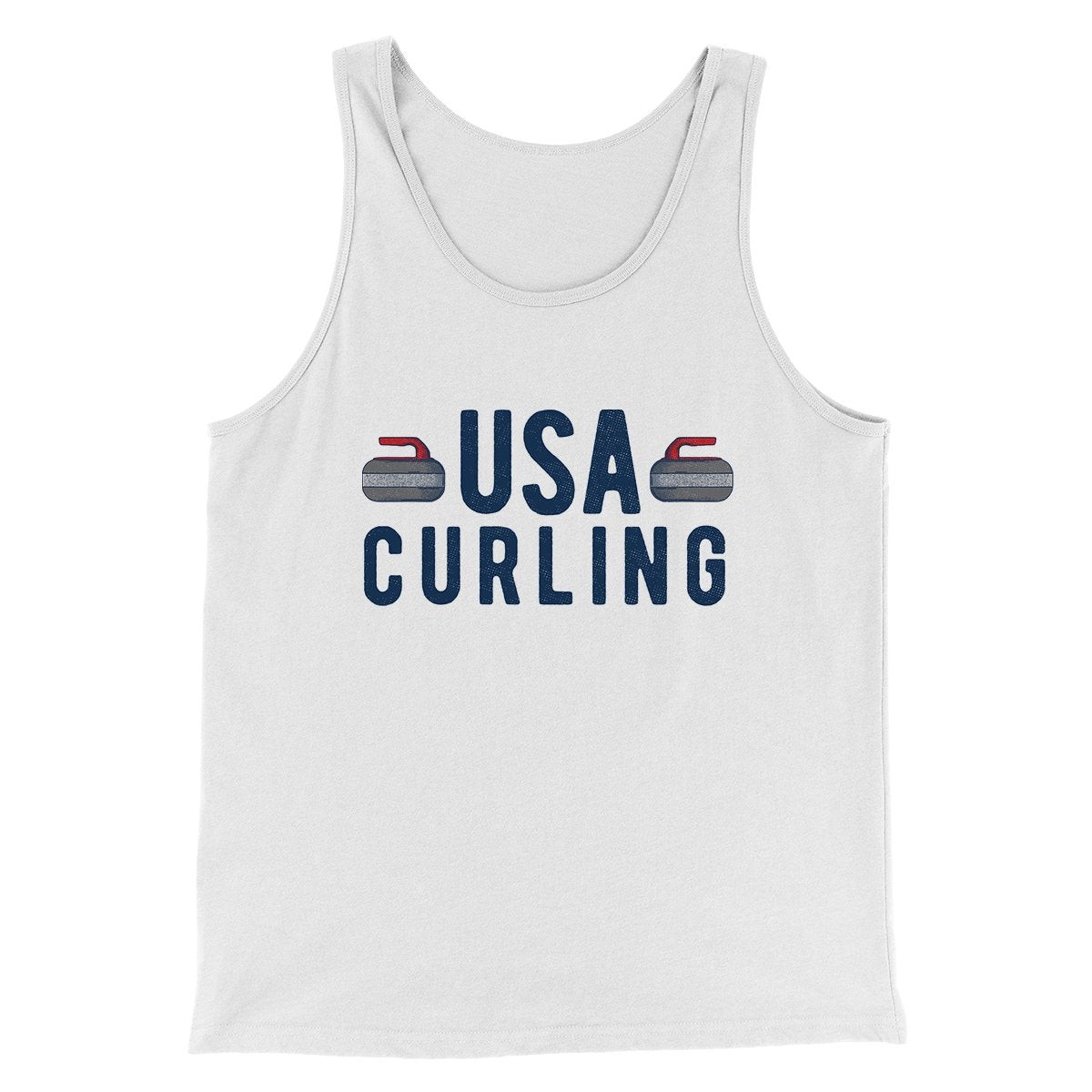 USA Curling Men/Unisex Tank Top White | Funny Shirt from Famous In Real Life