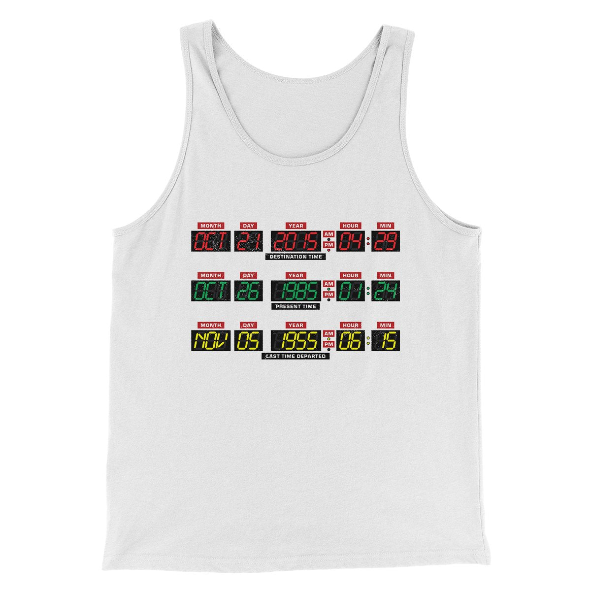 Time Machine Dashboard Funny Movie Men/Unisex Tank Top White | Funny Shirt from Famous In Real Life