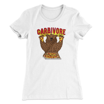 Carbivore Funny Women's T-Shirt White | Funny Shirt from Famous In Real Life