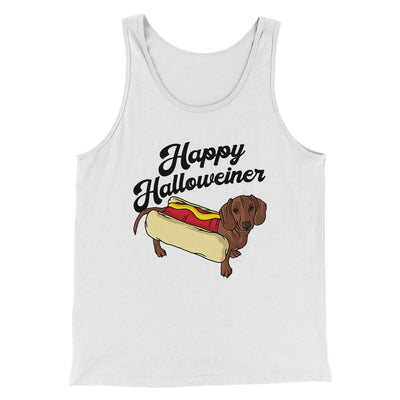 Happy Hallowiener Men/Unisex Tank Top White | Funny Shirt from Famous In Real Life