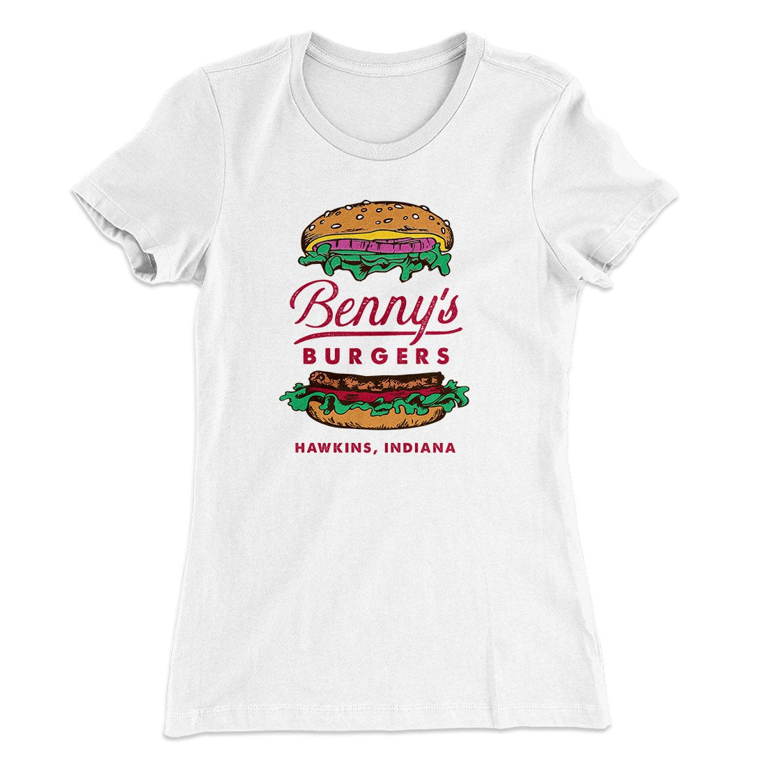 Benny's Burgers Women's T-Shirt White | Funny Shirt from Famous In Real Life