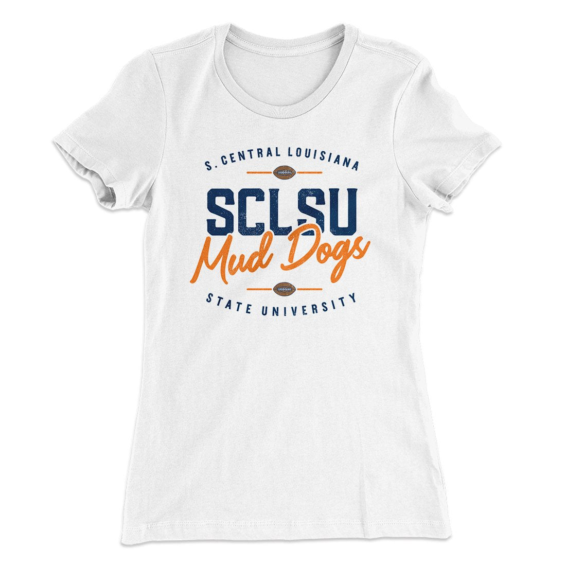 SCLSU Mud Dogs Football Women's T-Shirt White | Funny Shirt from Famous In Real Life