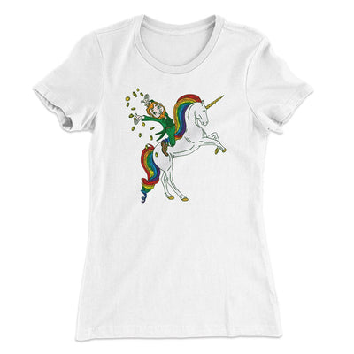 Leprechaun Unicorn Jockey Women's T-Shirt White | Funny Shirt from Famous In Real Life