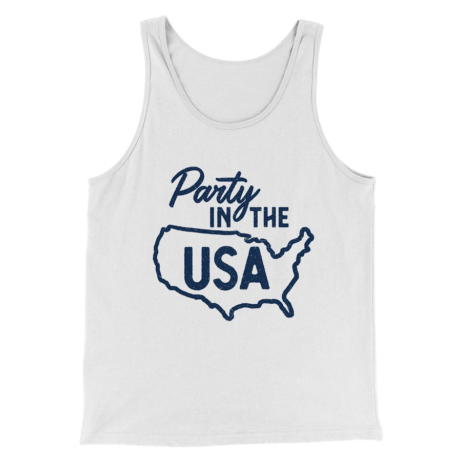Party in the USA Men/Unisex Tank Top White | Funny Shirt from Famous In Real Life