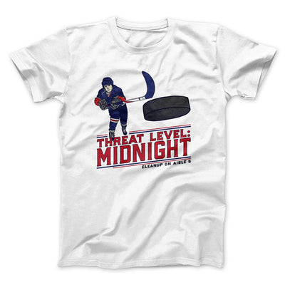 Threat Level: Midnight Men/Unisex T-Shirt White | Funny Shirt from Famous In Real Life