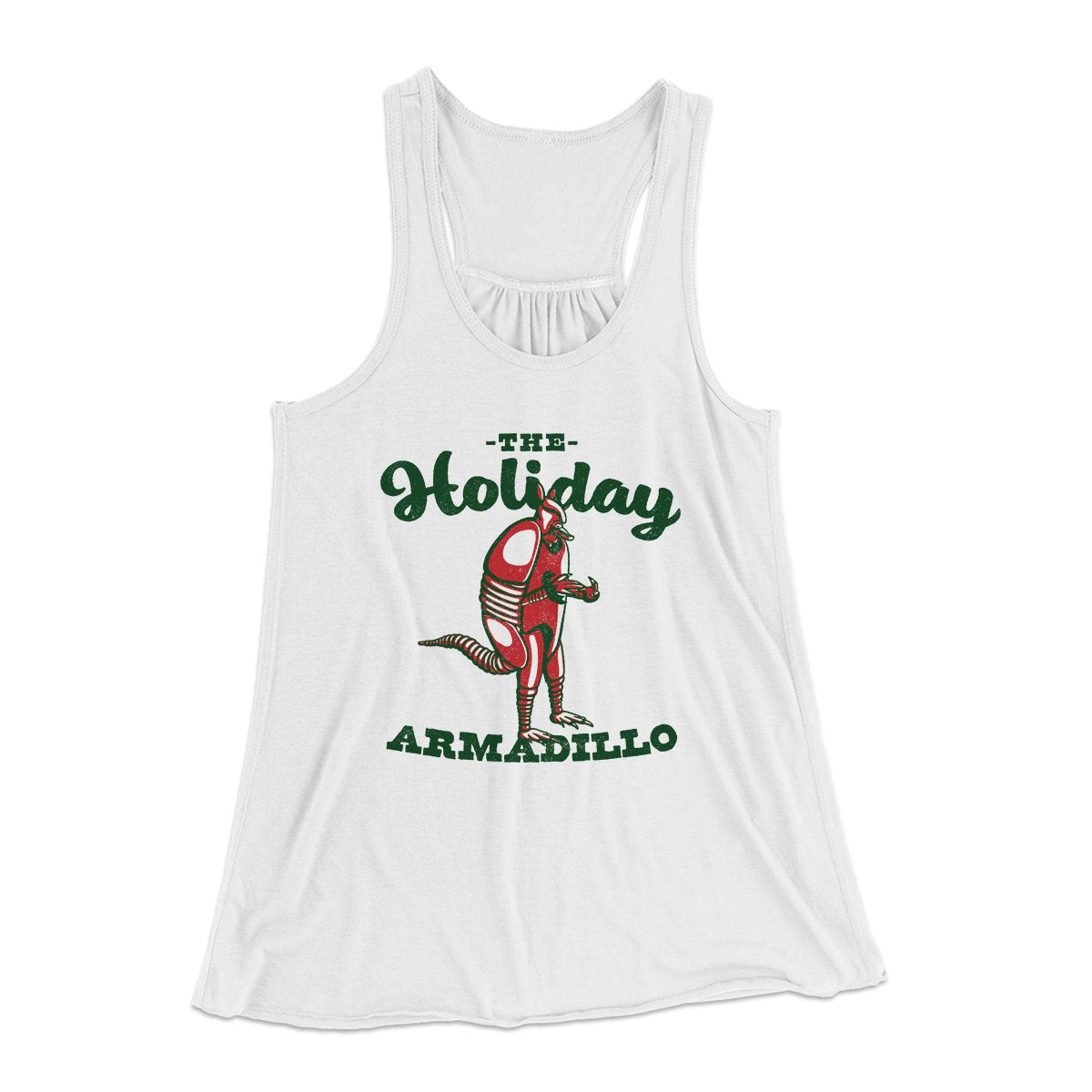 The Holiday Armadillo Women's Flowey Tank Top White | Funny Shirt from Famous In Real Life