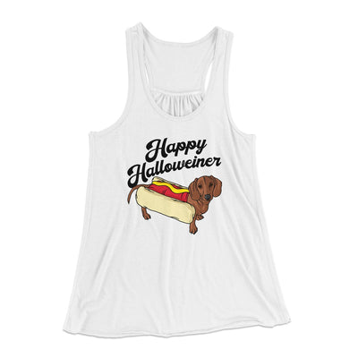 Happy Hallowiener Women's Flowey Tank Top White | Funny Shirt from Famous In Real Life