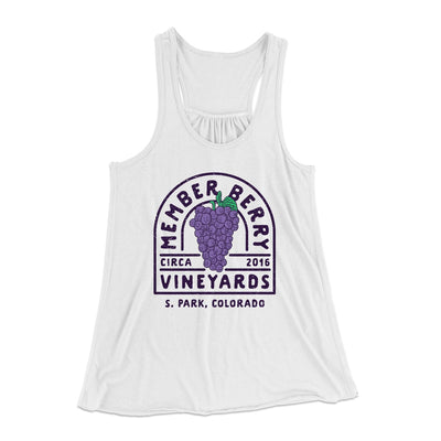 Member Berry Vineyards Women's Flowey Tank Top White | Funny Shirt from Famous In Real Life