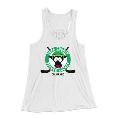 Park County Peewee Hockey Women's Flowey Tank Top White | Funny Shirt from Famous In Real Life