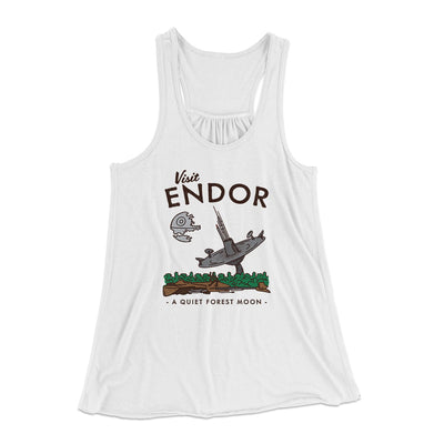 Visit Endor Women's Flowey Tank Top White | Funny Shirt from Famous In Real Life