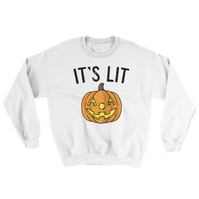 It's Lit Jack-O-Lantern Ugly Sweater White | Funny Shirt from Famous In Real Life