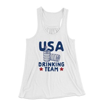 USA Drinking Team Women's Flowey Tank Top White | Funny Shirt from Famous In Real Life