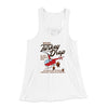 WKRP Turkey Drop Funny Thanksgiving Women's Flowey Tank Top White | Funny Shirt from Famous In Real Life