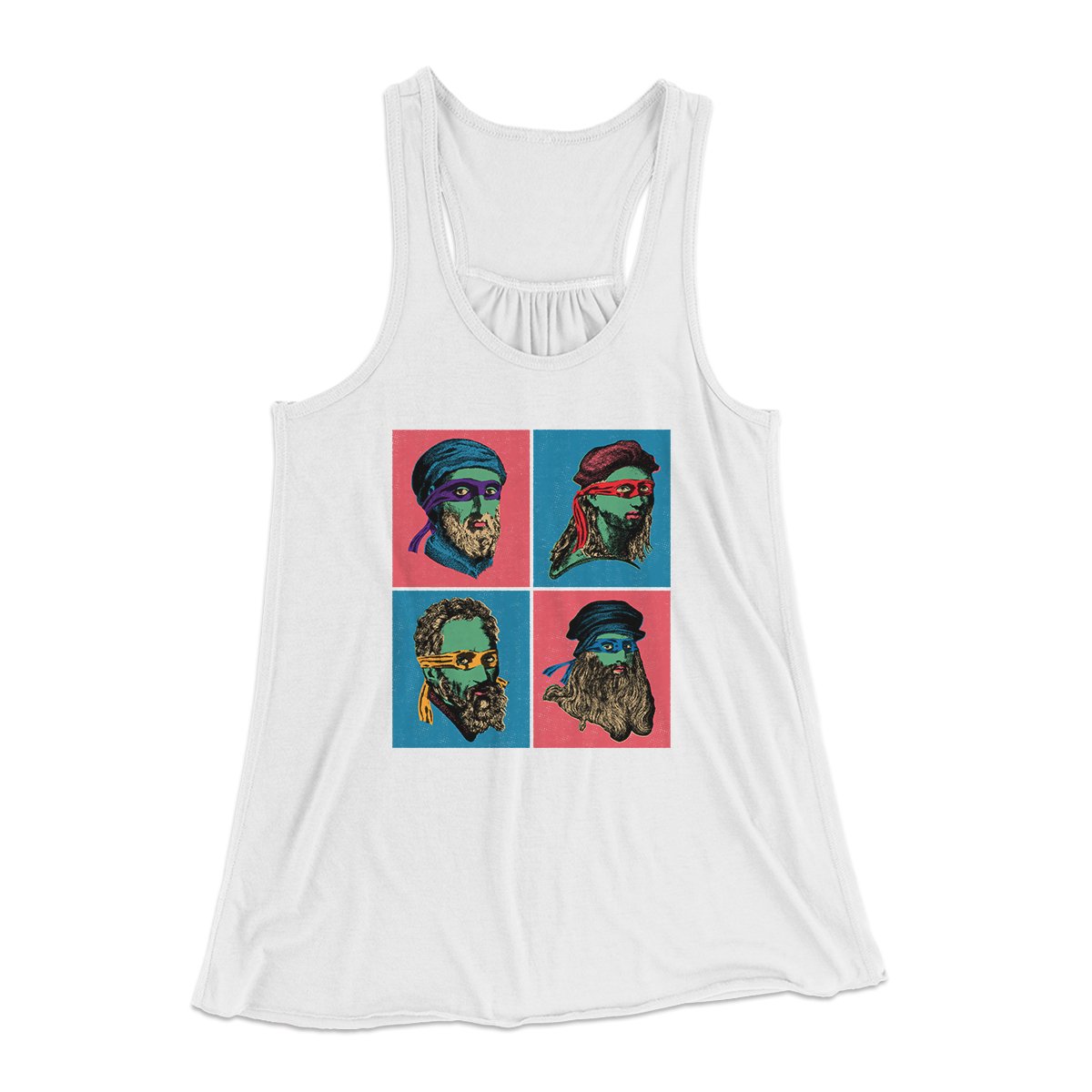 Teenage Mutant Ninja Artists Women's Flowey Tank Top White | Funny Shirt from Famous In Real Life