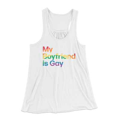 My Boyfriend Is Gay Women's Flowey Tank Top Dark Grey Heather | Funny Shirt from Famous In Real Life