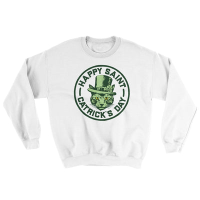 Happy St Catrick's Day Ugly Sweater White | Funny Shirt from Famous In Real Life