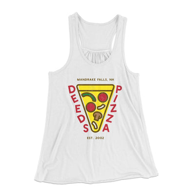 Deeds Pizza Women's Flowey Tank Top White | Funny Shirt from Famous In Real Life