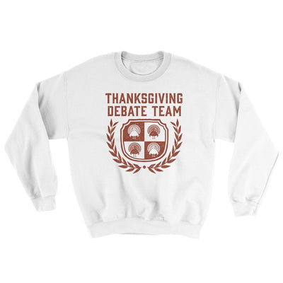 Thanksgiving Debate Team Ugly Sweater White | Funny Shirt from Famous In Real Life