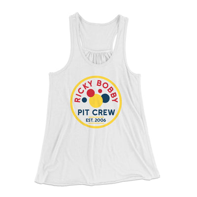 Ricky Bobby Pit Crew Women's Flowey Tank Top White | Funny Shirt from Famous In Real Life