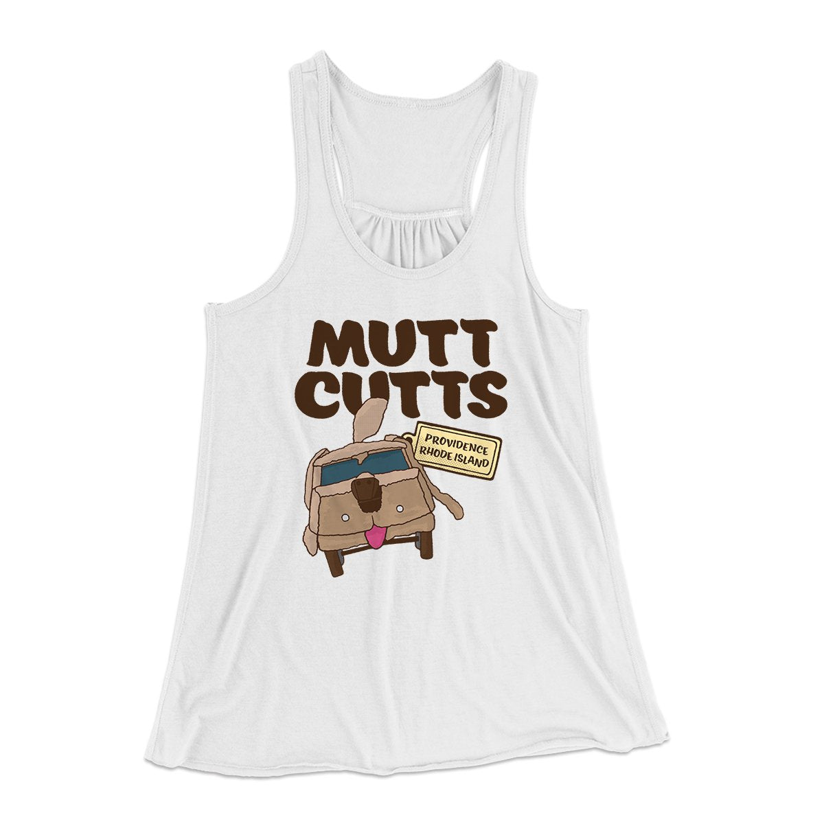 Mutt Cutts Women's Flowey Tank Top White | Funny Shirt from Famous In Real Life