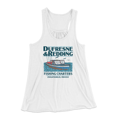 Dufresne & Redding Fishing Charters Women's Flowey Tank Top White | Funny Shirt from Famous In Real Life