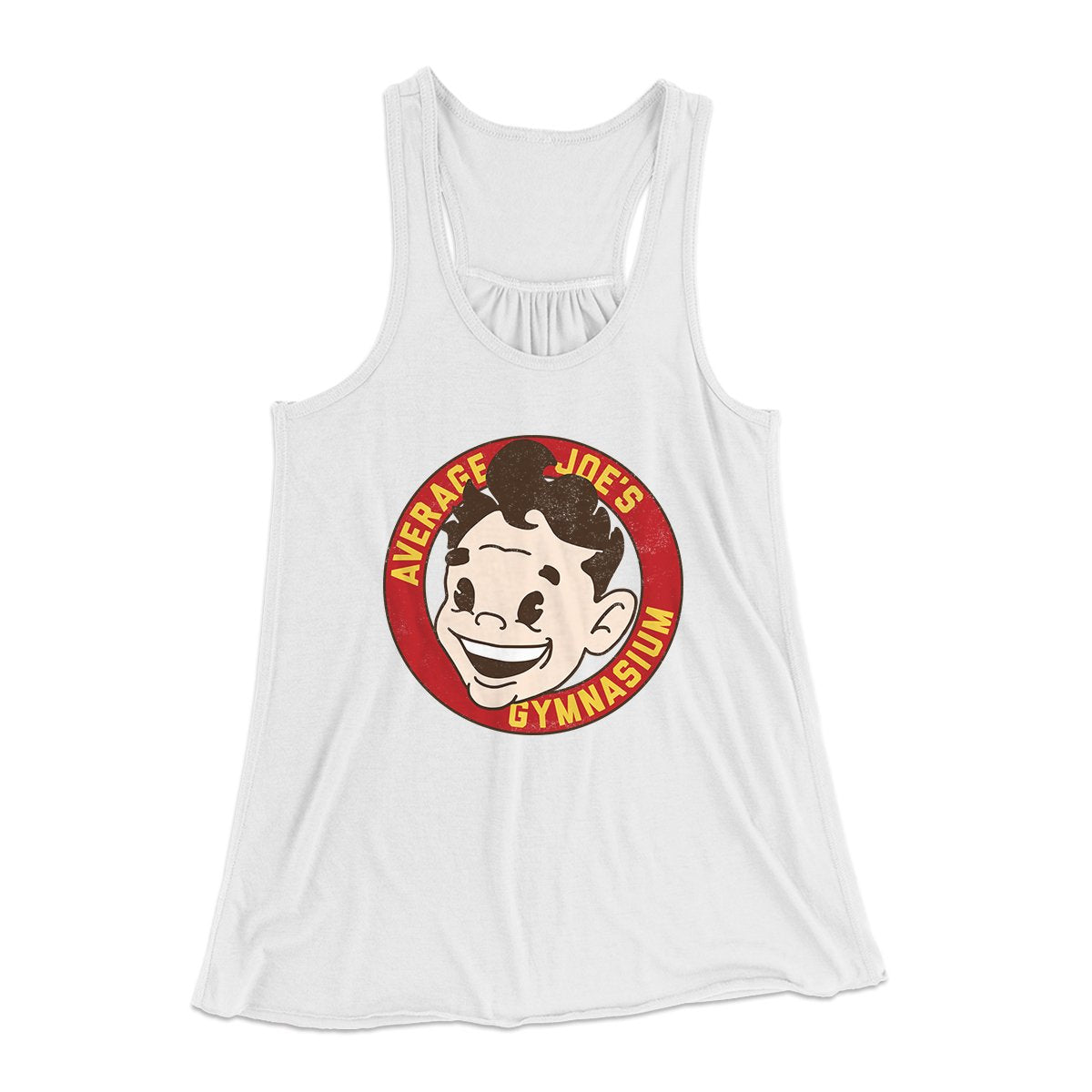 Average Joe's Gymnasium Women's Flowey Tank Top White | Funny Shirt from Famous In Real Life