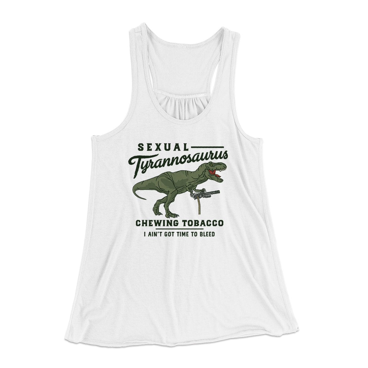 Sexual Tyrannosaurus Chewing Tobacco Women's Flowey Tank Top | Funny Shirt from Famous In Real Life